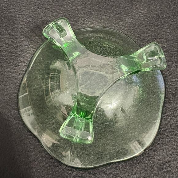 2 Fostoria Green Footed Bowl Depression Uranium  Glass - Picture 6 of 8